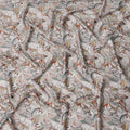 Soft Beige Tropical Leaf Print Cotton Satin Fabric, All-Over Multicolor Digital Design, 110 Cms Width, Made in India-D22613