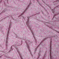 Pink Baroque Floral Cotton Satin Fabric, All-Over White and Purple Digital Print, 110 Cms Width, Made in India-D22622