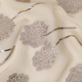 قماش شيفون حريري بتصميم زهور بوتا معدنية بلون العاج، عرض 140 سم، صنع في كوريا الجنوبية - D22645