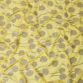 Lemon Yellow Floral Buta Metallic Lurex Motif Design Silk Chiffon Fabric, 140 Cms Width, Made in South Korea-D22648