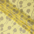 Lemon Yellow Floral Buta Metallic Lurex Motif Design Silk Chiffon Fabric, 140 Cms Width, Made in South Korea-D22648