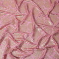 قماش شيفون حريري بتصميم لوركس معدني وردي مزهر، عرض 140 سم، صنع في كوريا الجنوبية - D22651