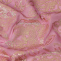 قماش شيفون حريري بتصميم لوركس معدني وردي مزهر، عرض 140 سم، صنع في كوريا الجنوبية - D22651