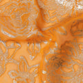 قماش شيفون حريري بتصميم زهور معدنية برتقالية زاهية، عرض 140 سم، صنع في كوريا الجنوبية - D22652
