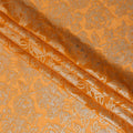 قماش شيفون حريري بتصميم زهور معدنية برتقالية زاهية، عرض 140 سم، صنع في كوريا الجنوبية - D22652