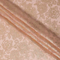 قماش شيفون حريري بتصميم لوركس معدني مزهر بلون وردي خوخي، عرض 140 سم، صنع في كوريا الجنوبية - D22653