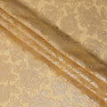 قماش شيفون حريري بتصميم زهور معدنية باللون البيج الذهبي، عرض 140 سم، صنع في كوريا الجنوبية - D22655