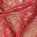 قماش شيفون حريري بتصميم لوركس معدني مزهر باللون الأحمر، عرض 140 سم، صنع في كوريا الجنوبية - D22656