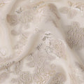 Off White Brocade Style Floral Metallic Lurex Design Silk Chiffon Fabric, 110 Cms Width, Made in South Korea
-D22657