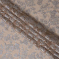 قماش شيفون حريري بتصميم لوركس فضي معدني مزهر بلون بني رمادي، عرض 110 سم، صنع في كوريا الجنوبية - D22659