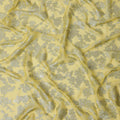 قماش شيفون حريري بتصميم زهور باللون الأصفر الليموني، من قماش لوركس معدني فضي، عرض 110 سم، صنع في كوريا الجنوبية - D22662