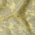 قماش شيفون حريري لوركس فضي معدني مزخرف بنقشة زهور صفراء باستيل، عرض 110 سم، صنع في كوريا الجنوبية - D22663