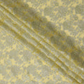 قماش شيفون حريري لوركس فضي معدني مزخرف بنقشة زهور صفراء باستيل، عرض 110 سم، صنع في كوريا الجنوبية - D22663
