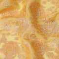 Sunshine Yellow Floral Brocade Orange-Silver Metallic Lurex Silk Chiffon Fabric, 110 Cms Width, Made in South Korea-D22664