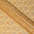 Sunshine Yellow Floral Brocade Orange-Silver Metallic Lurex Silk Chiffon Fabric, 110 Cms Width, Made in South Korea-D22664