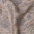 Nude Beige Floral Brocade Silver Metallic Lurex Silk Chiffon Fabric, 110 Cms Width, Made in South Korea-D22665