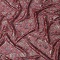 Reddish Pink Floral Brocade Purple Silver Metallic Lurex Silk Chiffon Fabric, 110 Cms Width, Made in South Korea-D22667