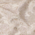 Ivory Floral Brocade Silver Metallic Lurex Silk Chiffon Fabric, 110 Cms Width, Made in South Korea-D22668