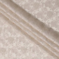 Ivory Floral Brocade Silver Metallic Lurex Silk Chiffon Fabric, 110 Cms Width, Made in South Korea-D22668