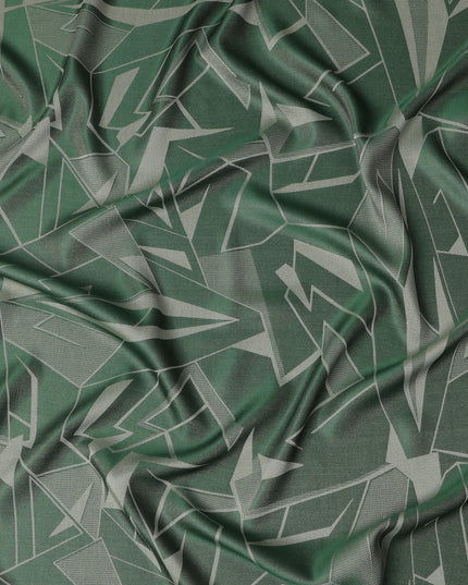 قماش ساتان حريري خالص بطبعة معدنية هندسية باللون الأخضر الزمردي، عرض 110 سم، صنع في كوريا الجنوبية - D23006