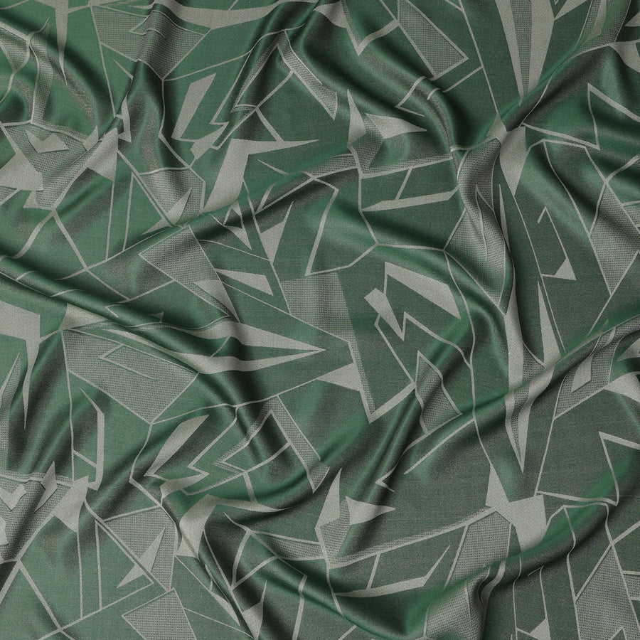 قماش ساتان حريري خالص بطبعة معدنية هندسية باللون الأخضر الزمردي، عرض 110 سم، صنع في كوريا الجنوبية - D23006