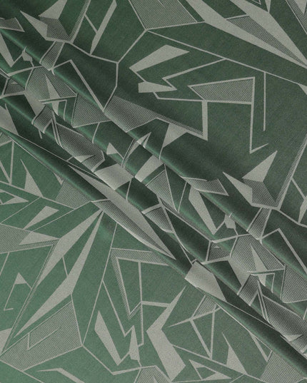 قماش ساتان حريري خالص بطبعة معدنية هندسية باللون الأخضر الزمردي، عرض 110 سم، صنع في كوريا الجنوبية - D23006