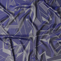 قماش ساتان حريري خالص بطبعة معدنية هندسية باللون الأزرق الملكي، عرض 110 سم، صنع في كوريا الجنوبية - D23007