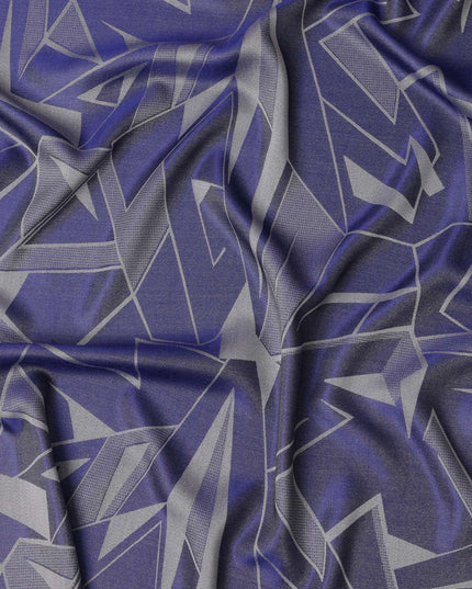 قماش ساتان حريري خالص بطبعة معدنية هندسية باللون الأزرق الملكي، عرض 110 سم، صنع في كوريا الجنوبية - D23007