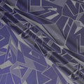 قماش ساتان حريري خالص بطبعة معدنية هندسية باللون الأزرق الملكي، عرض 110 سم، صنع في كوريا الجنوبية - D23007