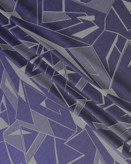 قماش ساتان حريري خالص بطبعة معدنية هندسية باللون الأزرق الملكي، عرض 110 سم، صنع في كوريا الجنوبية - D23007