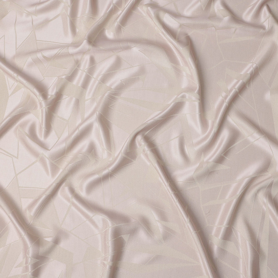 قماش ساتان حريري نقي بطبعة معدنية هندسية باللون الوردي الفاتح، عرض 110 سم، صنع في كوريا الجنوبية - D23008