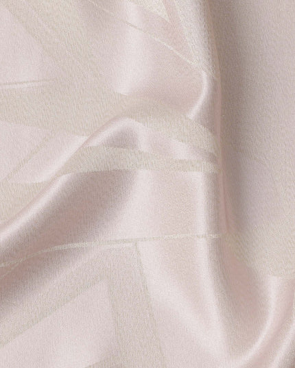 قماش ساتان حريري نقي بطبعة معدنية هندسية باللون الوردي الفاتح، عرض 110 سم، صنع في كوريا الجنوبية - D23008