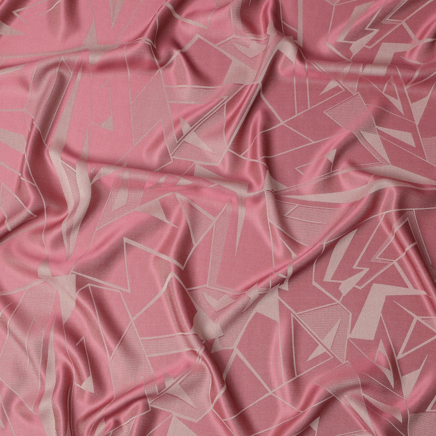 قماش ساتان حريري نقي بطبعة معدنية هندسية وردية اللون، عرض 110 سم، صنع في كوريا الجنوبية - D23010