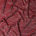قماش ساتان حريري خالص بطبعة معدنية جاكار بخطوط تجريدية بلون أحمر غامق، عرض 110 سم، صنع في كوريا الجنوبية - D23012