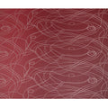 قماش ساتان حريري خالص بطبعة معدنية جاكار بخطوط تجريدية بلون أحمر غامق، عرض 110 سم، صنع في كوريا الجنوبية - D23012