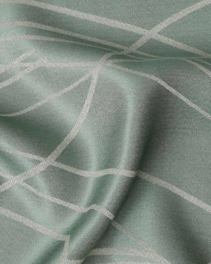 قماش ساتان حريري خالص بطبعة معدنية بخطوط تجريدية باللون الأخضر النعناعي، عرض 110 سم، صنع في كوريا الجنوبية - D23013