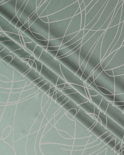 قماش ساتان حريري خالص بطبعة معدنية بخطوط تجريدية باللون الأخضر النعناعي، عرض 110 سم، صنع في كوريا الجنوبية - D23013