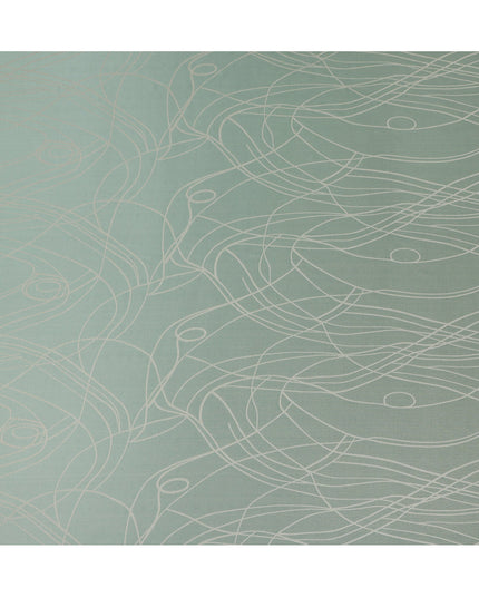 قماش ساتان حريري خالص بطبعة معدنية بخطوط تجريدية باللون الأخضر النعناعي، عرض 110 سم، صنع في كوريا الجنوبية - D23013