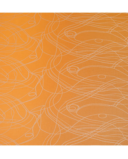 قماش ساتان حريري خالص بطباعة معدنية بخطوط تجريدية صفراء ذهبية، عرض 110 سم، صنع في كوريا الجنوبية - D23014