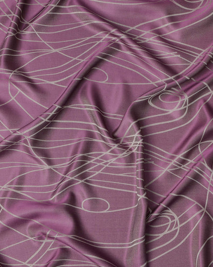 قماش ساتان حريري خالص بطبعة معدنية بخطوط تجريدية بلون أرجواني أرجواني، عرض 110 سم، صنع في كوريا الجنوبية - D23017