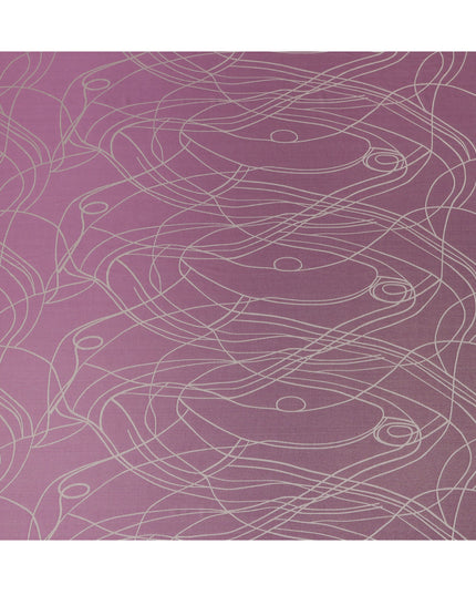 قماش ساتان حريري خالص بطبعة معدنية بخطوط تجريدية بلون أرجواني أرجواني، عرض 110 سم، صنع في كوريا الجنوبية - D23017