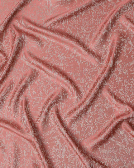 قماش ساتان حريري نقي بنقشة زهور وردية مرجاني، منسوج معدني، عرض 110 سم، صنع في كوريا الجنوبية - D23019