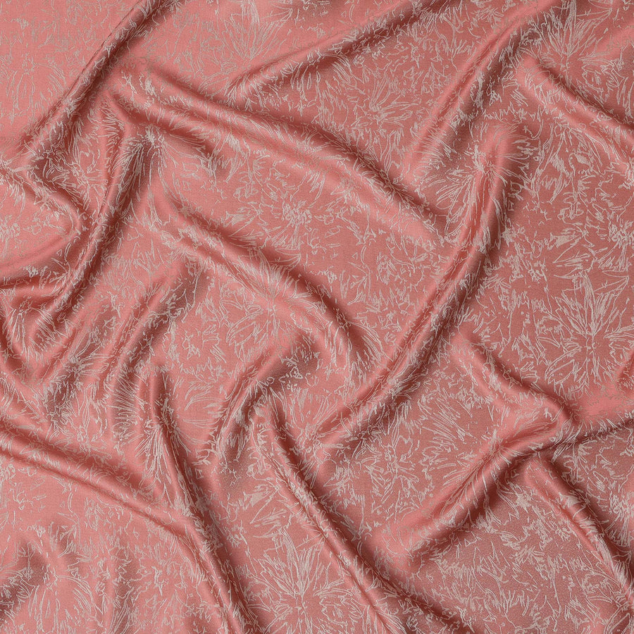 قماش ساتان حريري نقي بنقشة زهور وردية مرجاني، منسوج معدني، عرض 110 سم، صنع في كوريا الجنوبية - D23019