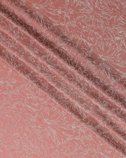 قماش ساتان حريري نقي بنقشة زهور وردية مرجاني، منسوج معدني، عرض 110 سم، صنع في كوريا الجنوبية - D23019