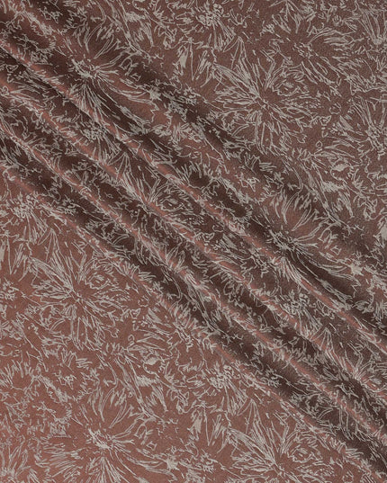 قماش ساتان حريري نقي منسوج معدني بنقشة زهور بلون بني قهوة، عرض 110 سم، صنع في كوريا الجنوبية - D23021