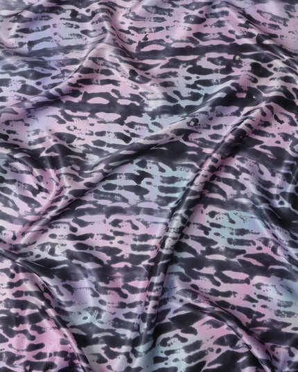 قماش ساتان حريري نقي بطبعة حيوانات بألوان الباستيل متعددة، عرض 110 سم، صنع في الهند - D23022