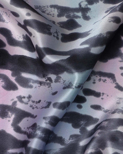 قماش ساتان حريري نقي بطبعة حيوانات بألوان الباستيل متعددة، عرض 110 سم، صنع في الهند - D23022