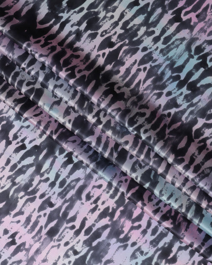 قماش ساتان حريري نقي بطبعة حيوانات بألوان الباستيل متعددة، عرض 110 سم، صنع في الهند - D23022