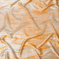 قماش ساتان حريري نقي مخطط شيبوري بلون غروب الشمس البرتقالي والعاجي، عرض 110 سم، صنع في الهند - D23023