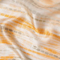 قماش ساتان حريري نقي مخطط شيبوري بلون غروب الشمس البرتقالي والعاجي، عرض 110 سم، صنع في الهند - D23023